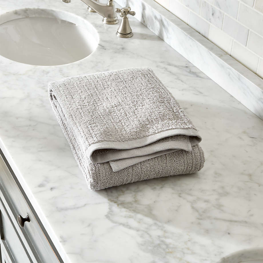 Ribbed Grey Bath Towel + Reviews Crate and Barrel