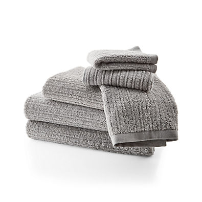 View Ribbed Grey Towels, Set of 6 details