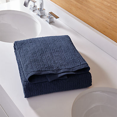 View Ribbed Ink Blue Bath Towel details
