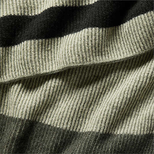 Ribbed Knit 70"x55" Wool Blend Spanish Moss Green Throw Blanket