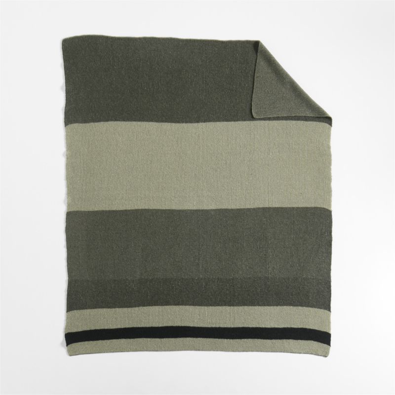 Ribbed Knit 70"x55" Wool Blend Spanish Moss Green Throw Blanket Crate