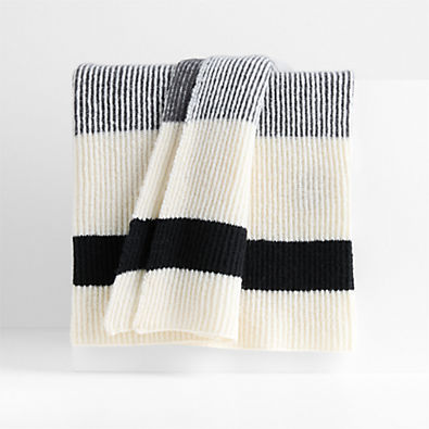 View Ribbed Knit 70"x55" Wool Blend Storm Grey Throw Blanket details