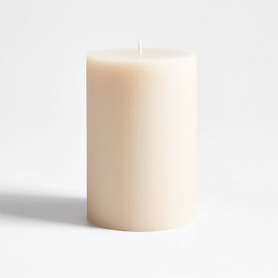 View 4"x6" Ribbed Linen Pillar Candle details