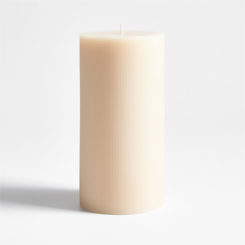 4"x8" Ribbed Linen Pillar Candle - image 0 of 6