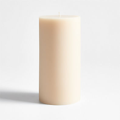 View 4"x8" Ribbed Linen Pillar Candle details