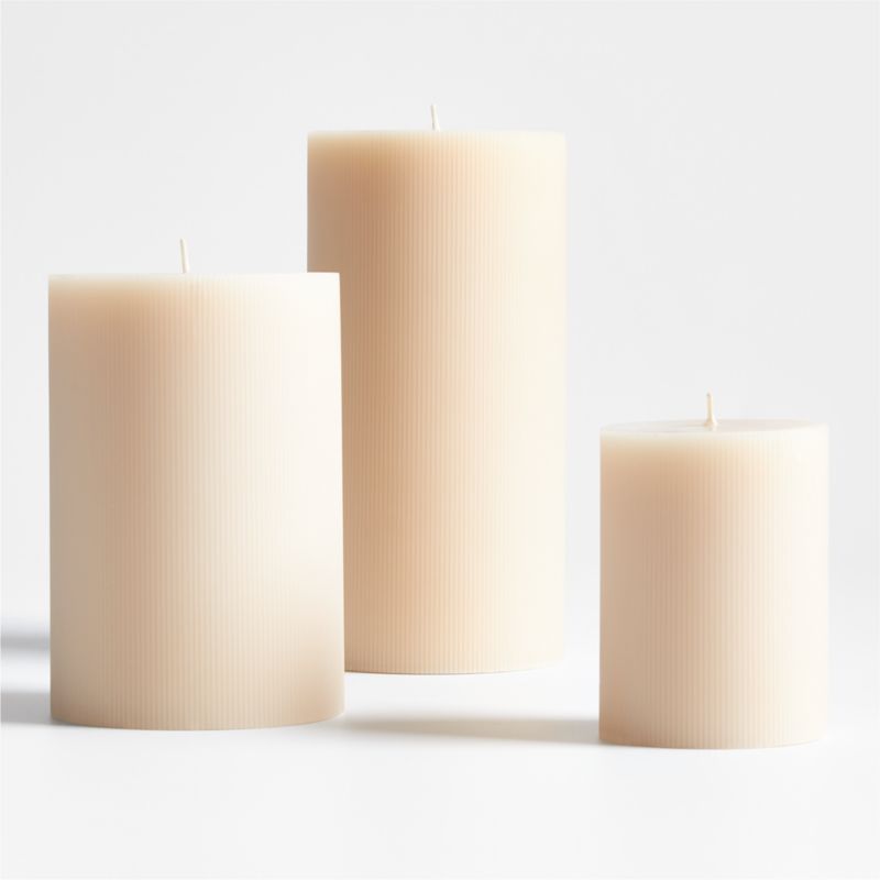 Ribbed Black Pillar Candles | Crate & Barrel Canada