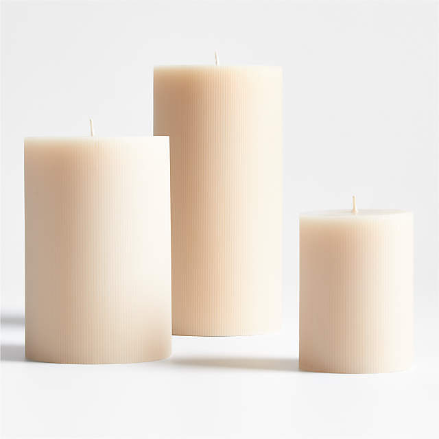 13.75 Linen Cylindrical Medium Solid Pillar Wax Candle - Bed Bath & Beyond  - 32659259