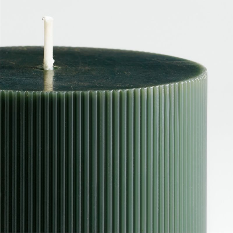 Spruce Green Holiday Ribbed Pillar Candles - image 1 of 4