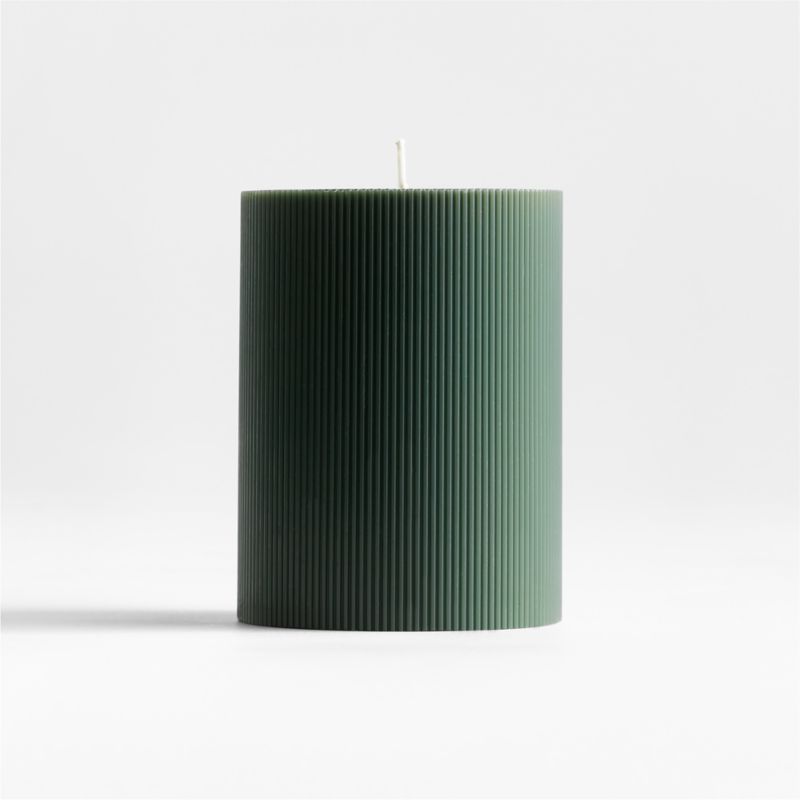 Viewing product image 3"x4" Spruce Green Ribbed Pillar Candle - image 1 of 4