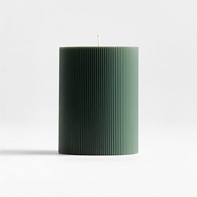 View 3"x4" Spruce Green Ribbed Pillar Candle details
