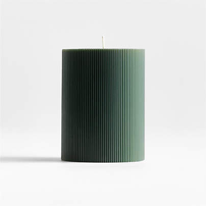 3"x4" Spruce Green Ribbed Pillar Candle