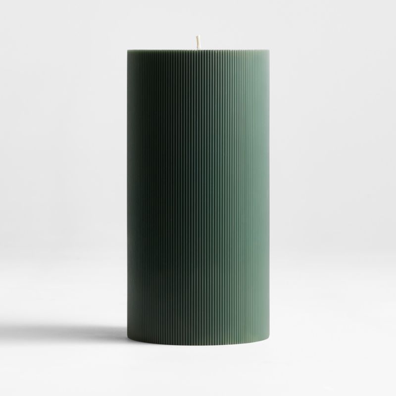 Viewing product image 4"x8" Spruce Green Ribbed Pillar Candle - image 1 of 4