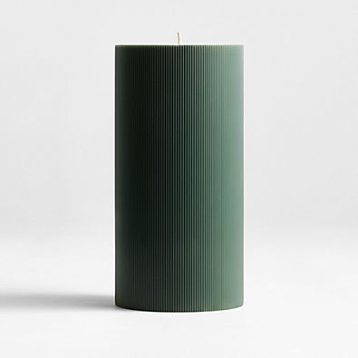 View 4"x8" Spruce Green Ribbed Pillar Candle details