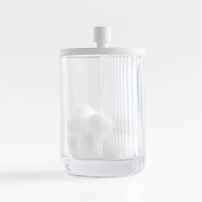 View Ribbed White Glass Canister Large details
