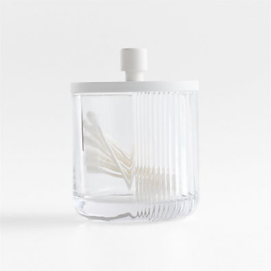 View Ribbed White Glass Canister Small details