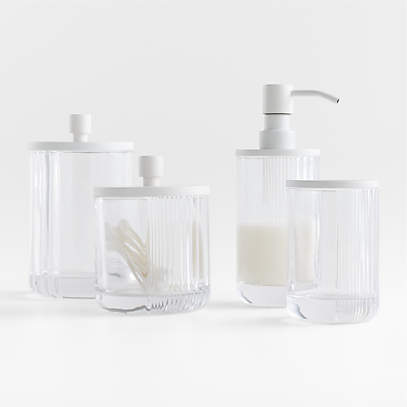 Ribbed White Glass Accessories | Crate Barrel