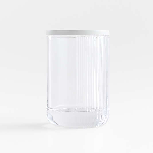 Ribbed White Glass Toothbrush Holder