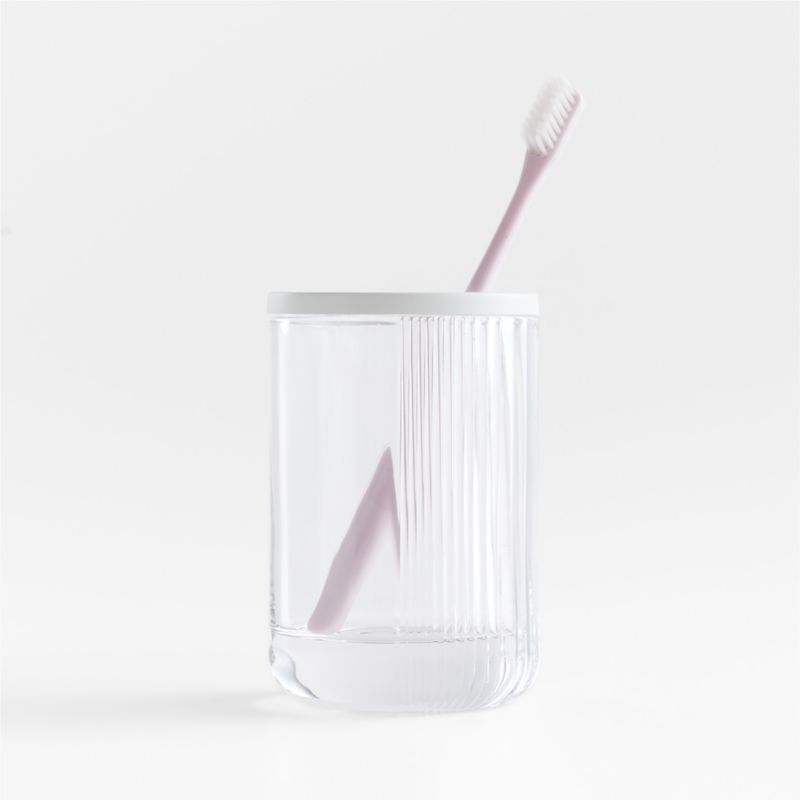 Ribbed Glass Toothbrush Holder