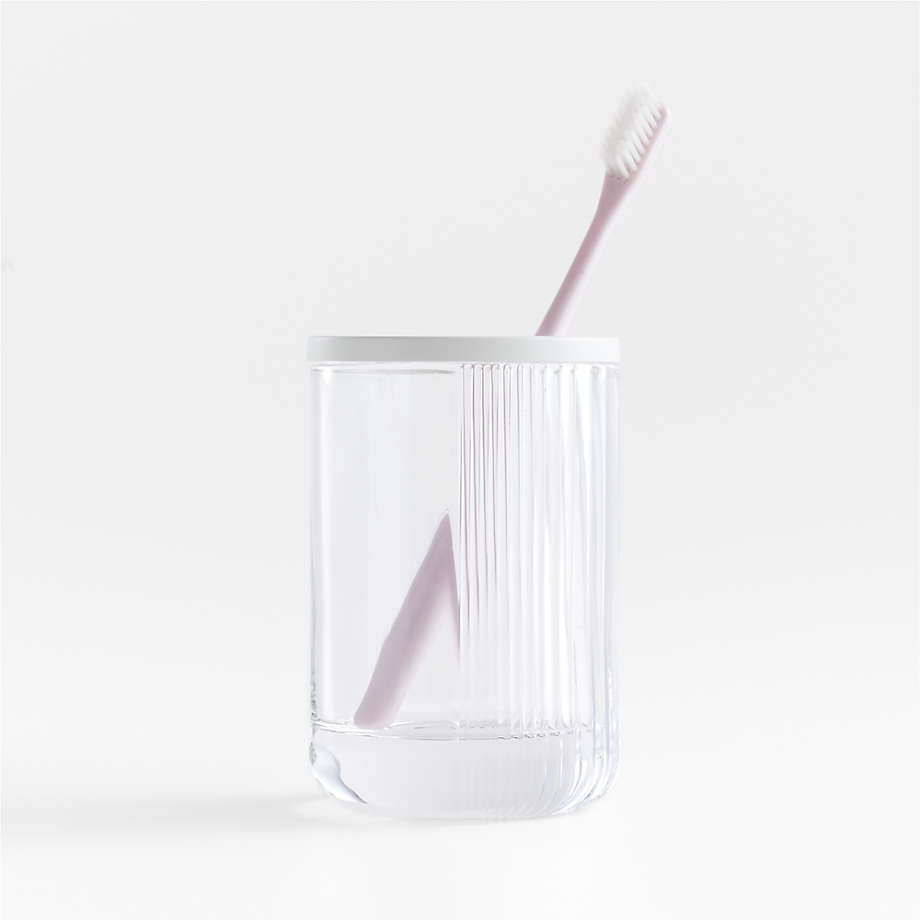 Ribbed White Glass Toothbrush Holder Reviews Crate Barrel Canada