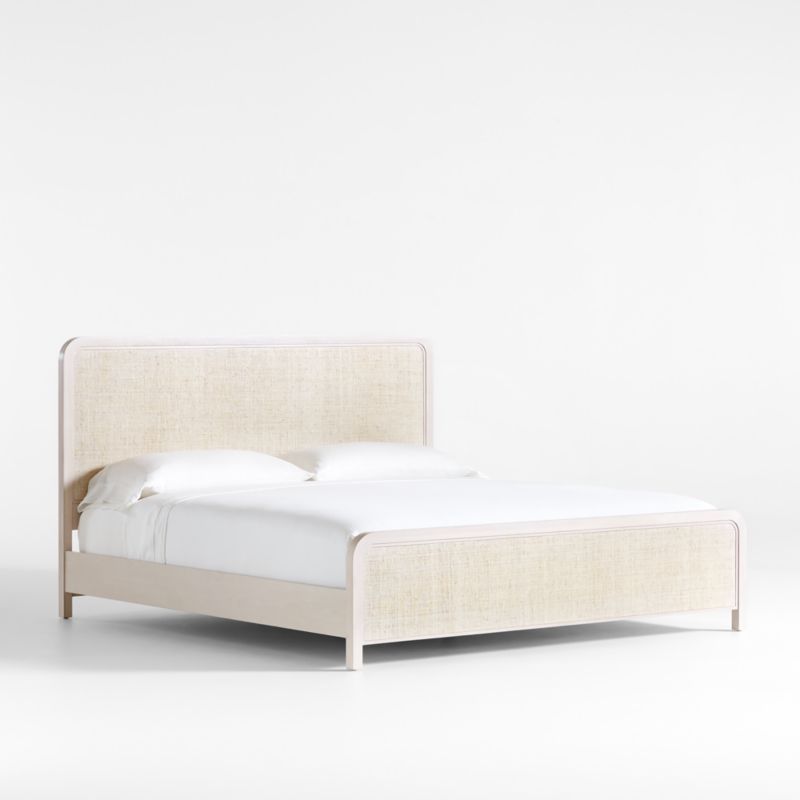 Rica White Wood and Grasscloth King Bed - image 4 of 8