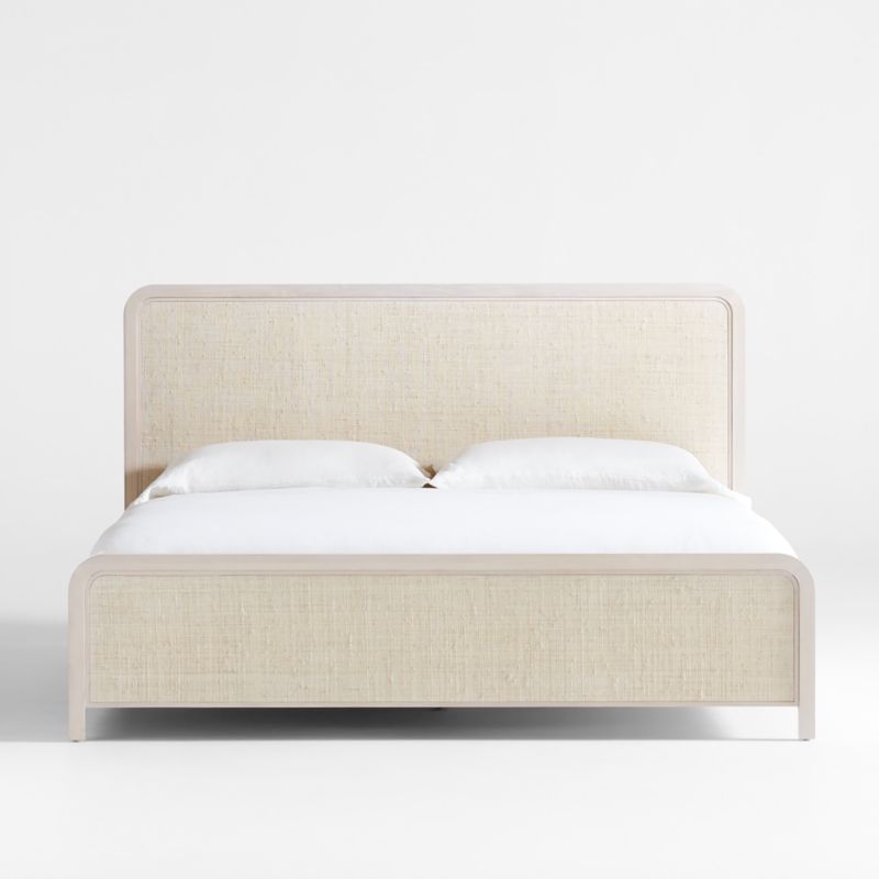 Rica White Wood and Grasscloth King Bed - image 0 of 8