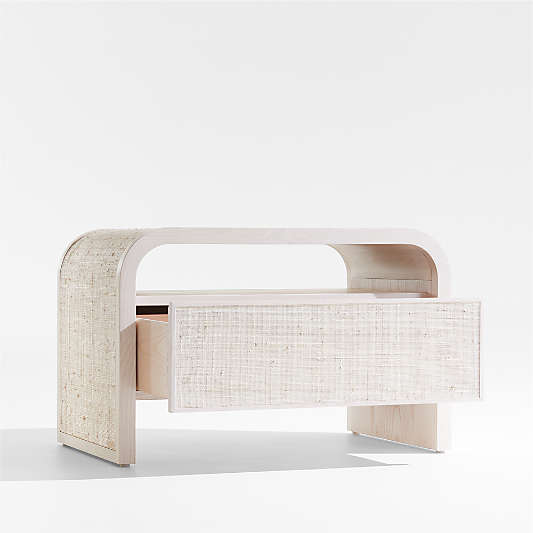 Rica 28" Whitewash Grasscloth Nightstand by Leanne Ford