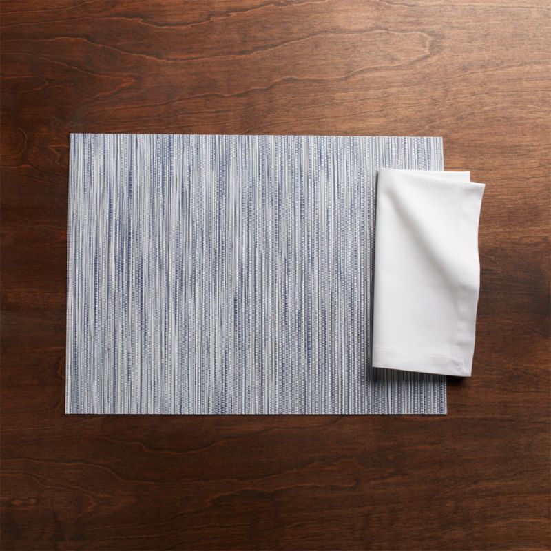 Chilewich ® Rectangular Ridge Blue Easy-Clean Vinyl Placemat