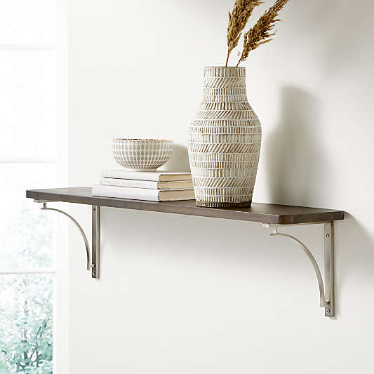 Riggs 36" Charcoal Shelf with Nickel Arc Brackets