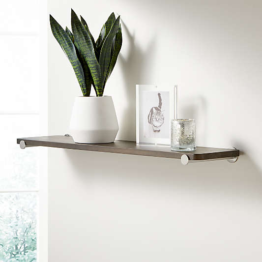 Riggs 36" Charcoal Shelf with Nickel Dot Brackets