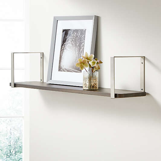 Riggs 36" Charcoal Shelf with Nickel Square Brackets