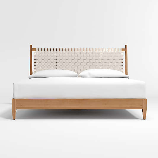 Rio White Leather and Wood King Bed