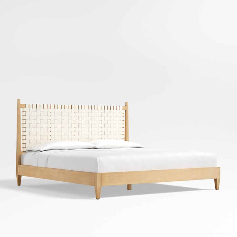 Rio White Leather and Wood King Bed - image 3 of 15