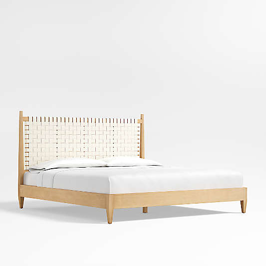 Rio White Leather and Wood King Bed