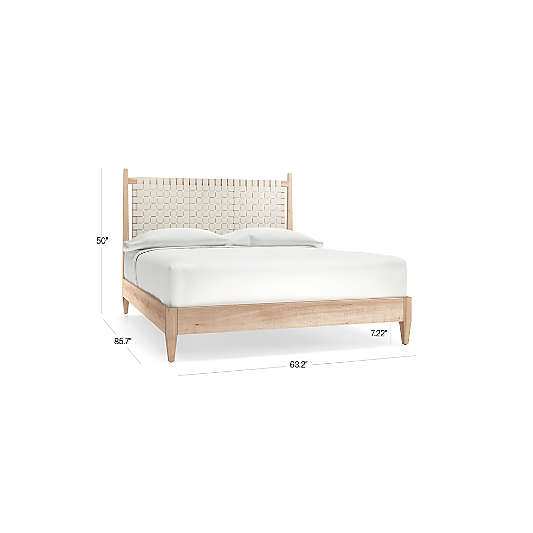 Rio White Leather and Wood Queen Bed