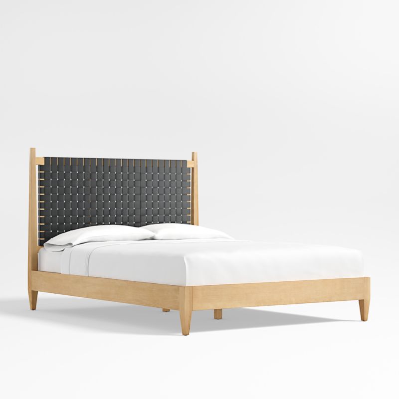 Rio Black Leather and Wood Queen Bed - image 3 of 11