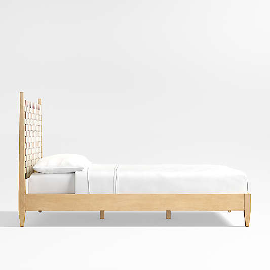 Rio White Leather and Wood Queen Bed