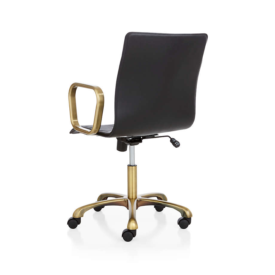 Ripple Black Leather Office Chair with Brass Frame Reviews