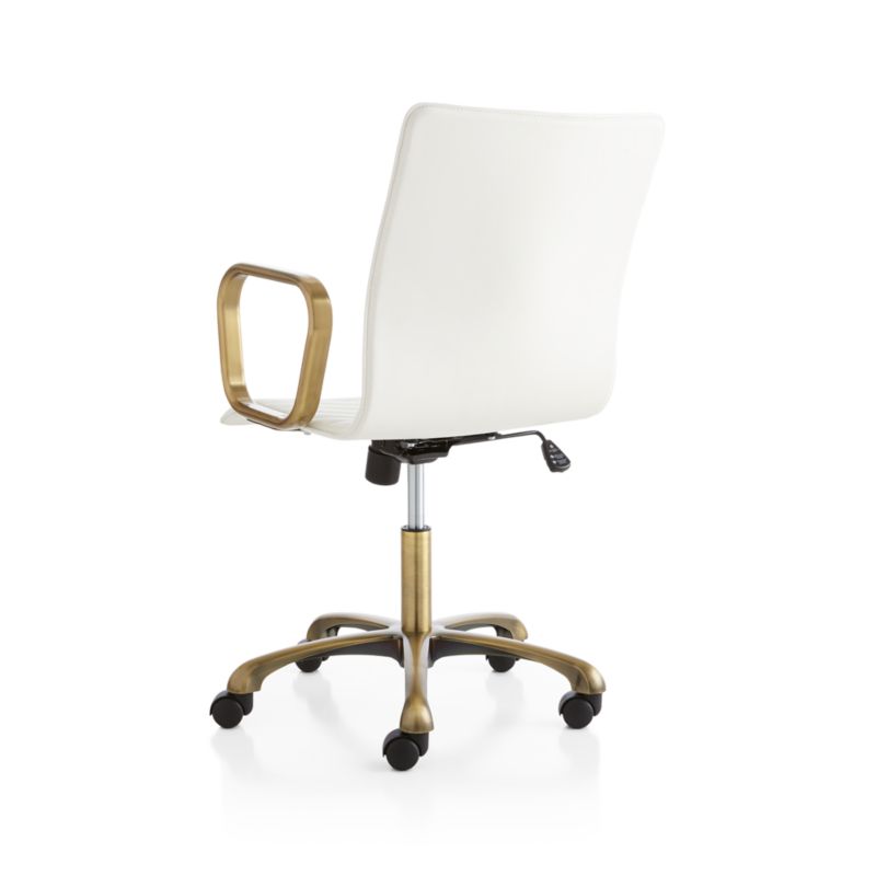 Ripple Ivory Leather Office Chair with Brass Frame - image 9 of 12