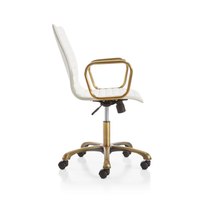 Ripple Ivory Leather Office Chair with Brass Frame - image 8 of 12