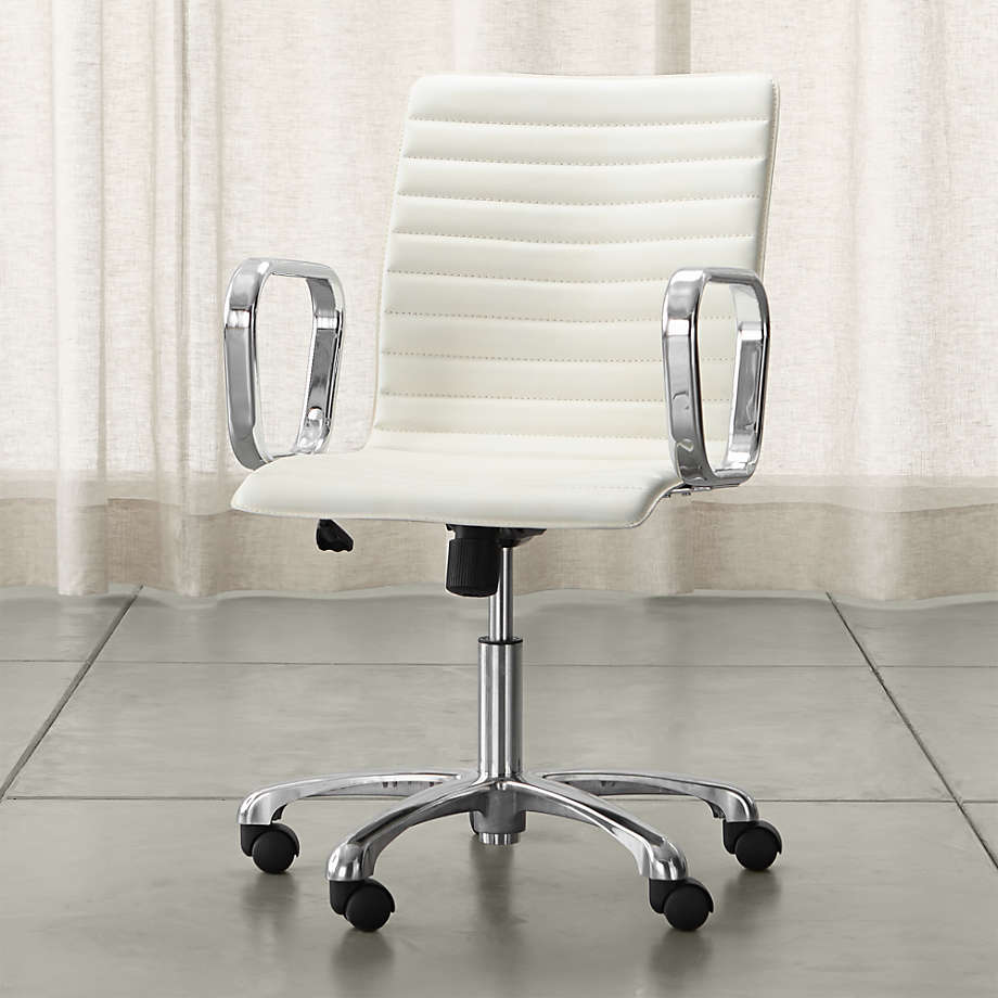 Ripple Ivory Leather Office Chair With, Ripple Leather Office Chair