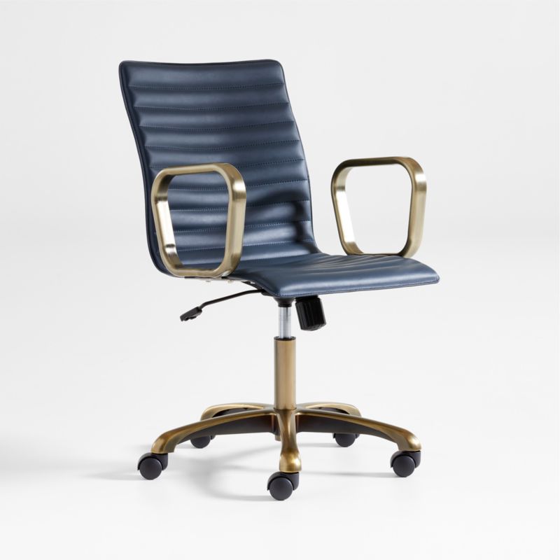 Ripple Navy Office Chair with Brass Base - image 1 of 5