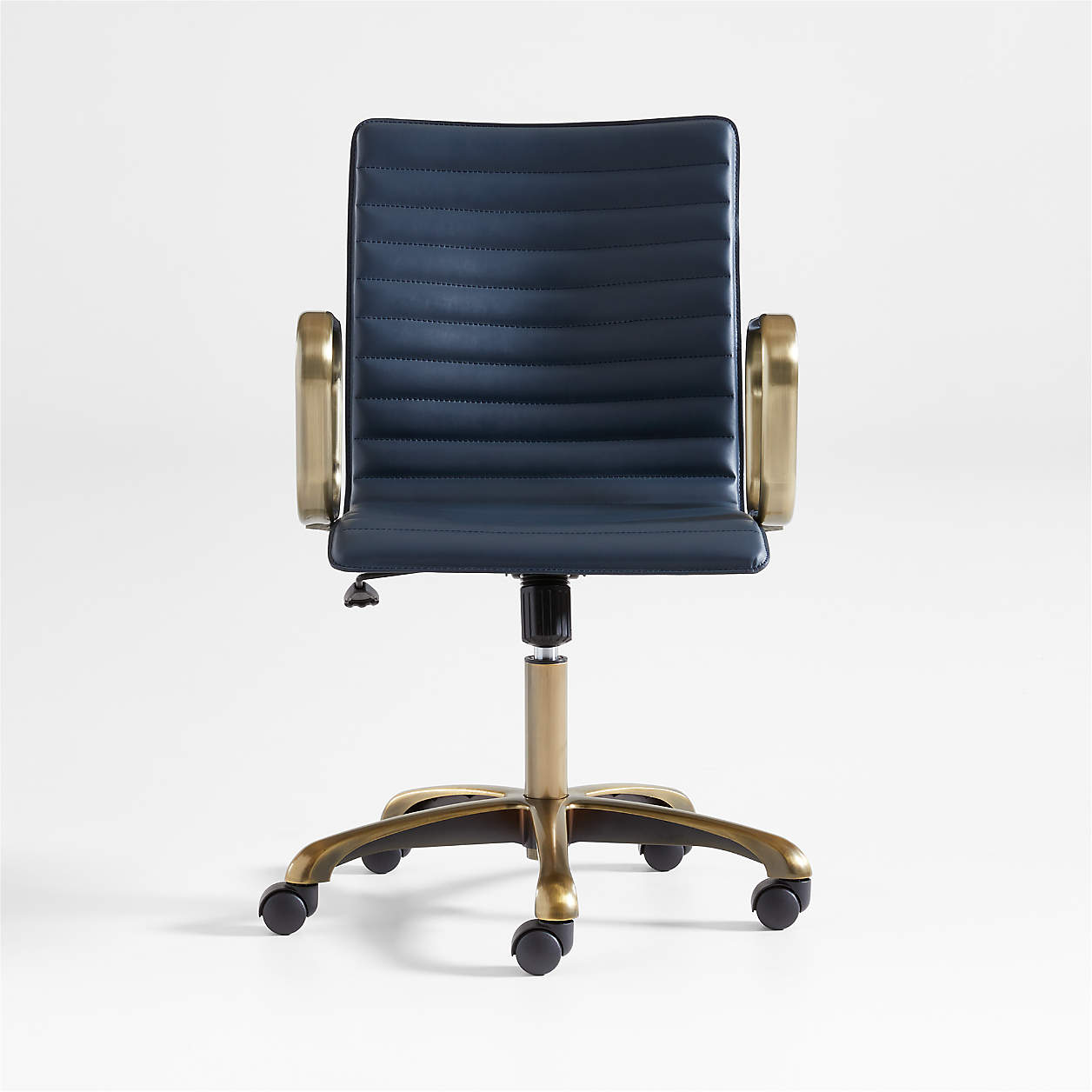 Ripple Navy Office Chair with Brass Base + Reviews | Crate & Barrel