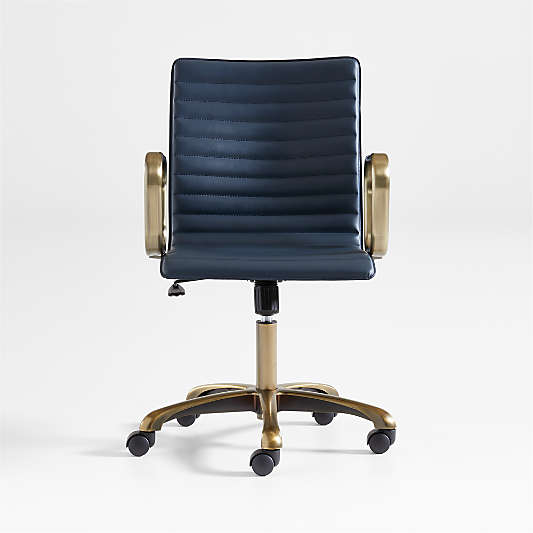 Ripple Navy Office Chair with Brass Base