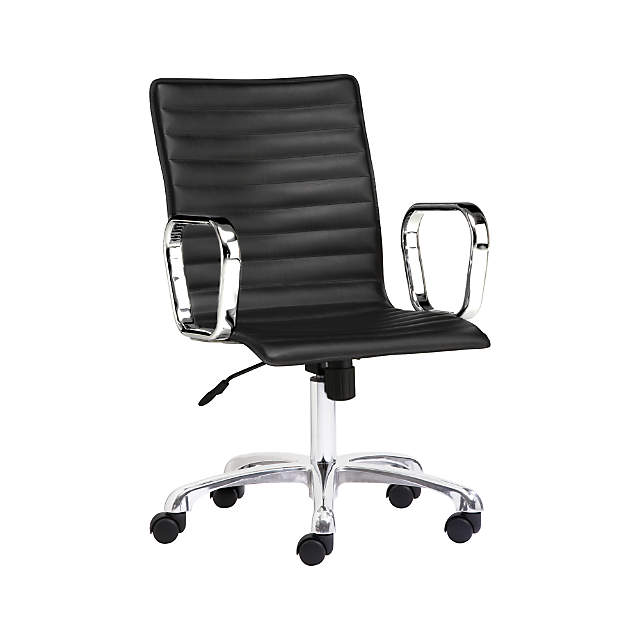 black leather and chrome office chair