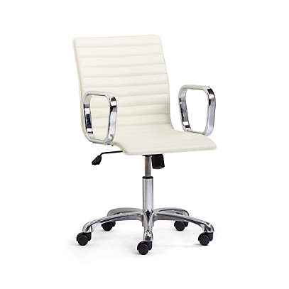 Ripple Ivory Leather Office Chair with Chrome Base Reviews