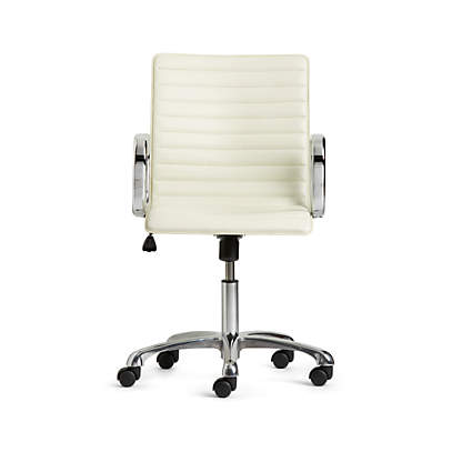 Ripple Ivory Leather Office Chair with Chrome Base Reviews