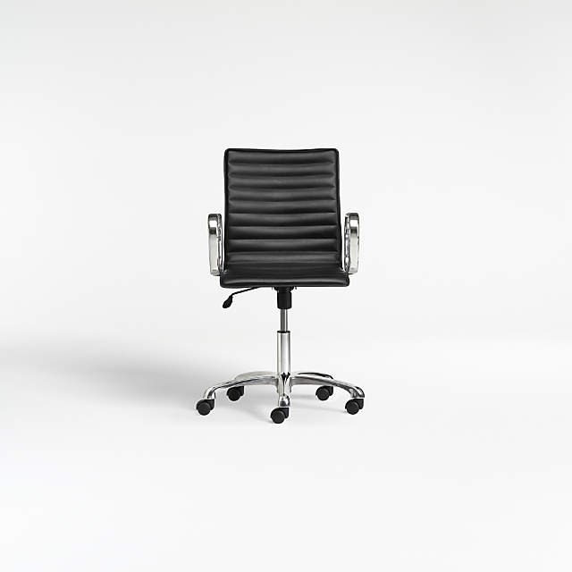 Ripple Black Leather Office Chair with Chrome Base + Reviews | Crate &  Barrel