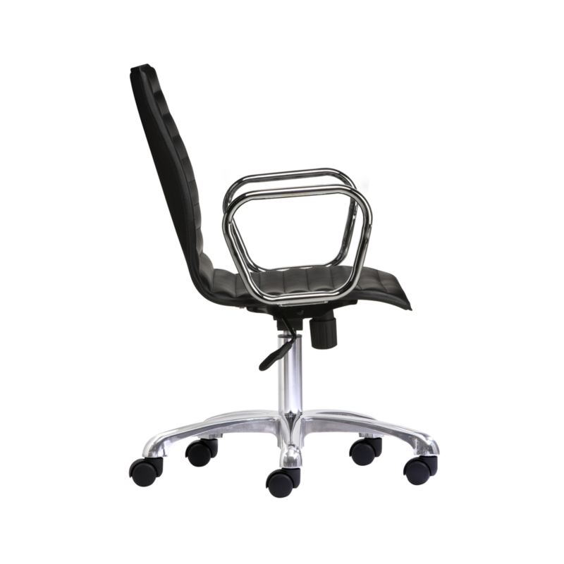 Ripple Black Leather Office Chair With Chrome Base Reviews Crate And Barrel