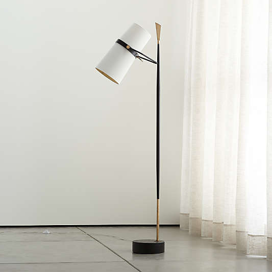 Riston Black and Brass Spotlight Floor Lamp