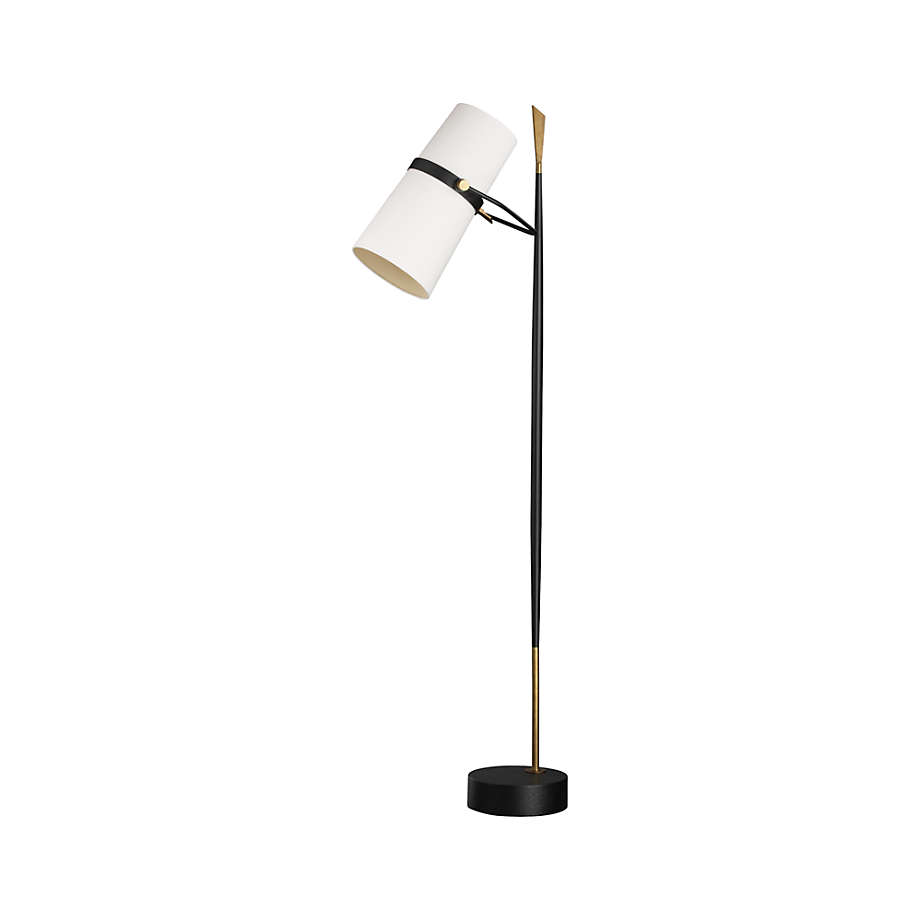 Riston Black and Brass Spotlight Corner Floor Lamp + Reviews | Crate &  Barrel